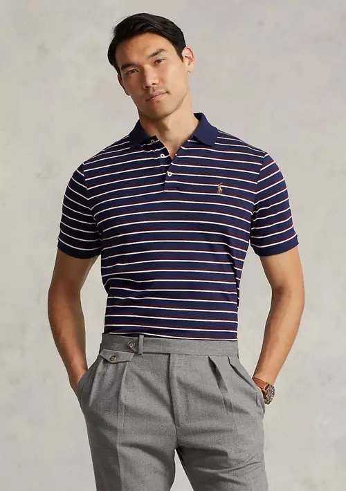 Classic Fit Striped Soft Cotton Polo Shirt