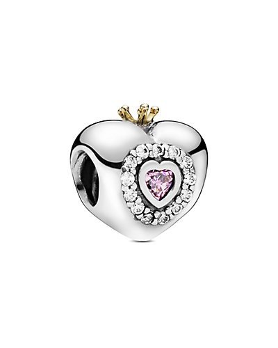 Silver CZ Princess Heart Charm