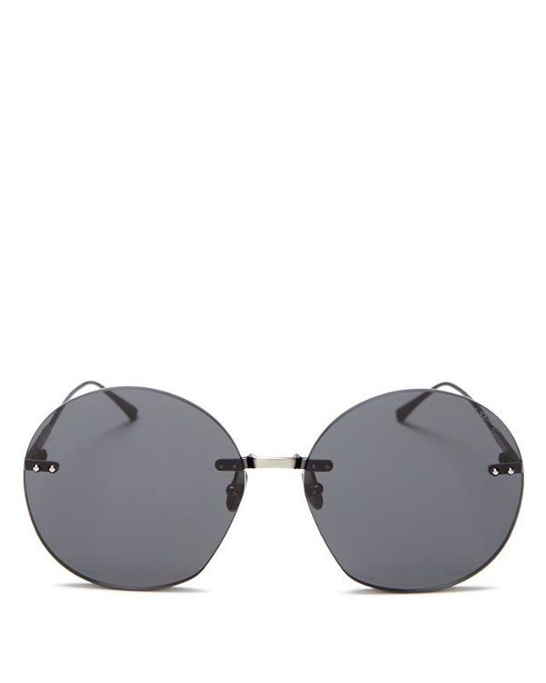 Women's Rimless Round Sunglasses, 50mm