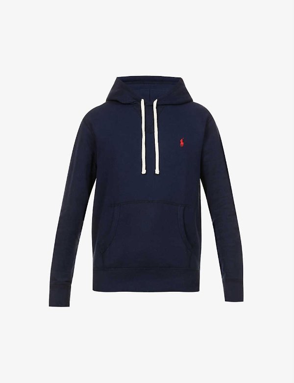 Brand-embroidered cotton-blend jersey hoody