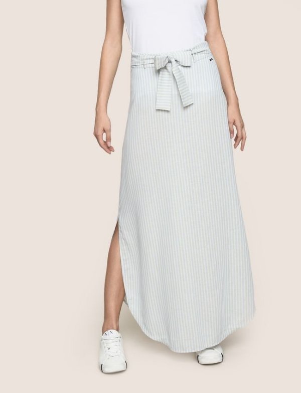 ‎‎‎Armani Exchange ‎LINEN BLEND ROUND HEM SKIRT ‎, ‎Long Skirt ‎ for ‎Women‎ | A|X Online Store