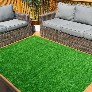 Earthkind 4'4"x6'10"Artificial Turf Basic Faux Grass Outdoor Area Rug