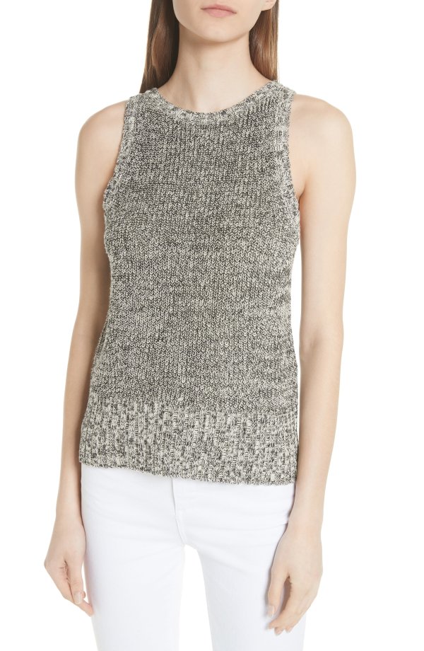 Cable Wool Paper Blend Sleeveless Sweater