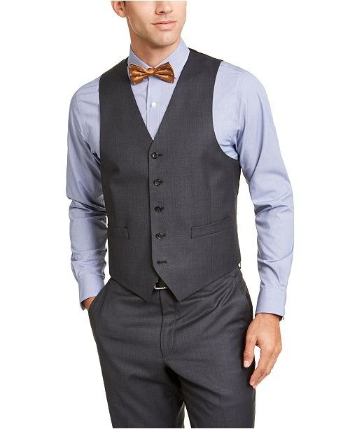 Men's Classic-Fit UltraFlex Stretch Gray Suit Vest
