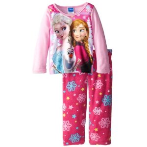 Disney Little Girls Frozen Pink Anna Elsa and Olaf Cozy Fleece Sleep Set