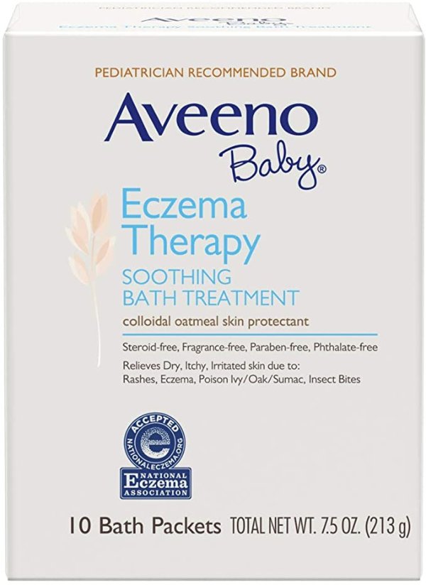 Baby Eczema Therapy Soothing Bath Treatment for Relief of Dry, Itchy and Irritated Skin, Made with Soothing Natural Colloidal Oatmeal, 10 ct.