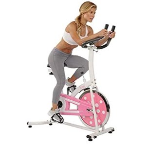 Sunny Health & Fitness Indoor Cycling Exercise Stationary Bike with Monitor and Flywheel Bike, Pink - P8100