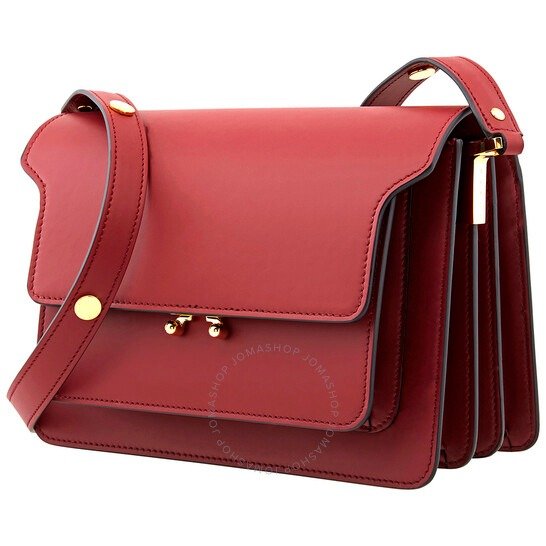 Ladies Leather Trunk Shoulder Bag-Red