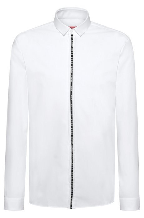 Extra-slim-fit shirt with reversed-logo placket tape