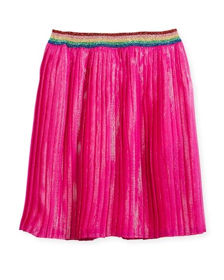 Metallic Organza Pleated Skirt, Size 4-12
