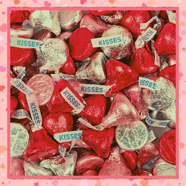 Milk Chocolate Kisses, Pink, Red & Silver Foil