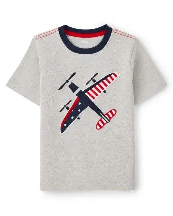 Boys Short Sleeve Embroidered Airplane Top - American Cutie | Gymboree - H/T SMOKE