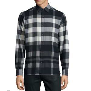 Burberry Brit Caden Buffalo-Check Flannel Shirt, White @ Neiman Marcus