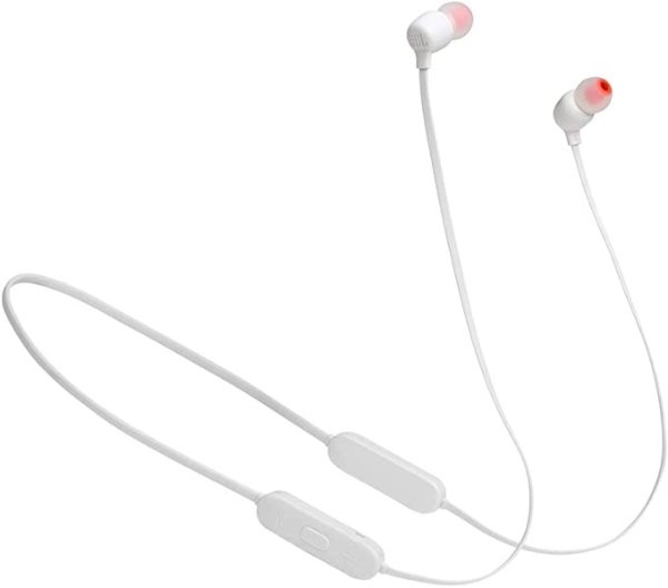 JBL Tune 125 - Bluetooth Wireless in-Ear Headphones with 3-Button Mic/Remote and Flat Cable - White