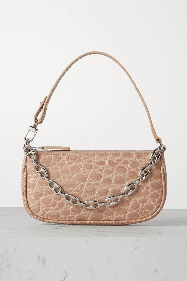 Rachel mini chain-embellished croc-effect leather shoulder bag