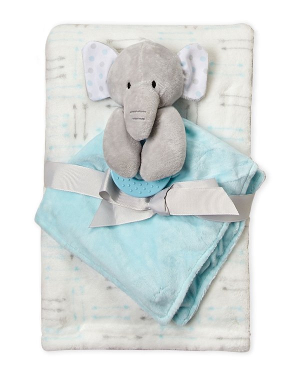 (Newborn Boys) Two-Piece Dream & Play Elephant Buddy & Arrows Plush Blanket