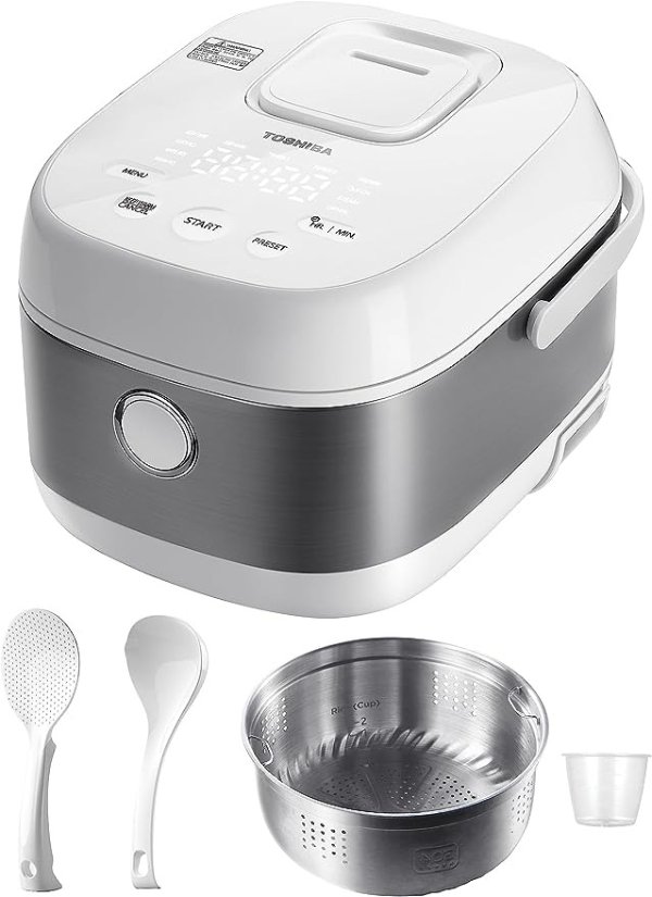Rice Cooker Induction Heating, with Low Carb Rice Cooker Steamer 5.5 Cups Uncooked - Japanese Rice Cooker, 8 Cooking Functions, 24-Hr Timer and Auto Keep Warm, White
