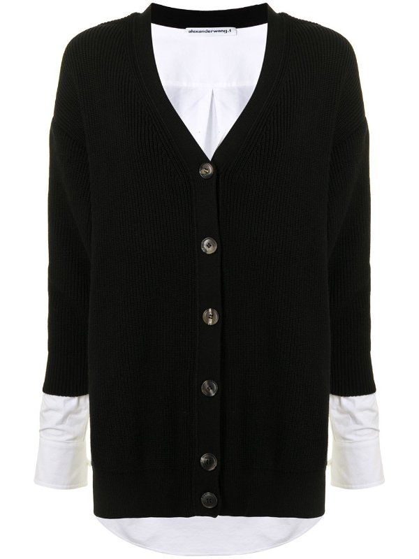 v-neck layered knitted cardigan
