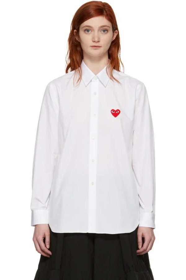 White Men's Fit Heart Patch Shirt