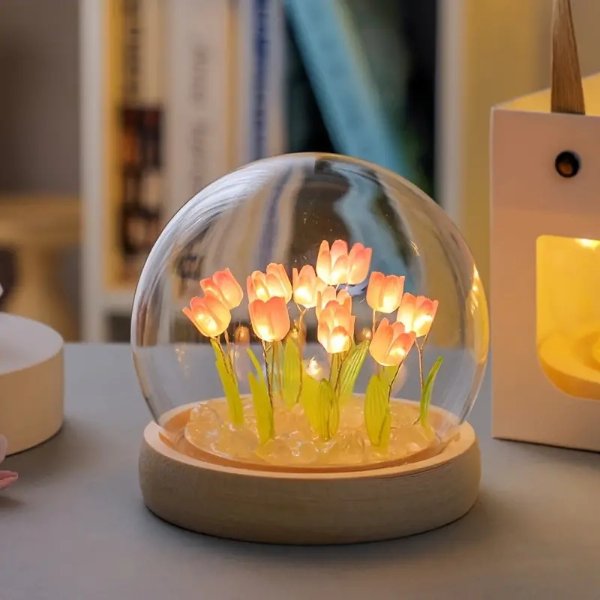 1pc Creative 9pcs Tulip Night Lights Pure Handmade Table Lamps For Room And Bedroom Decoration Atmosphere Lights Small Desk Ornaments Birthday Gifts Battery Not Included - Tools & Home Improvement - Temu