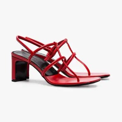 red 65 thong leather sandals