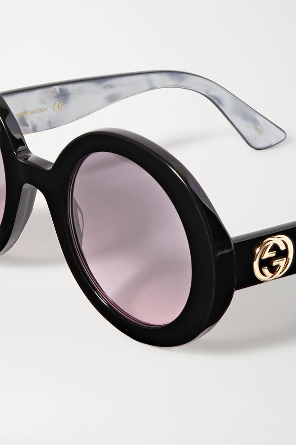 Oversized round-frame acetate sunglasses