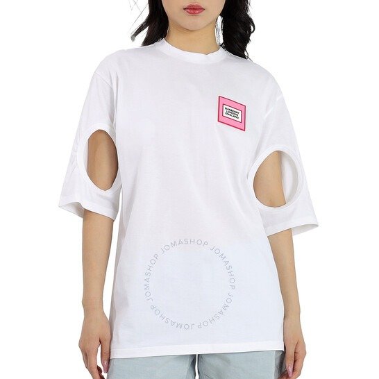 Optic White Oversized Cut-out Sleeves T-shirt