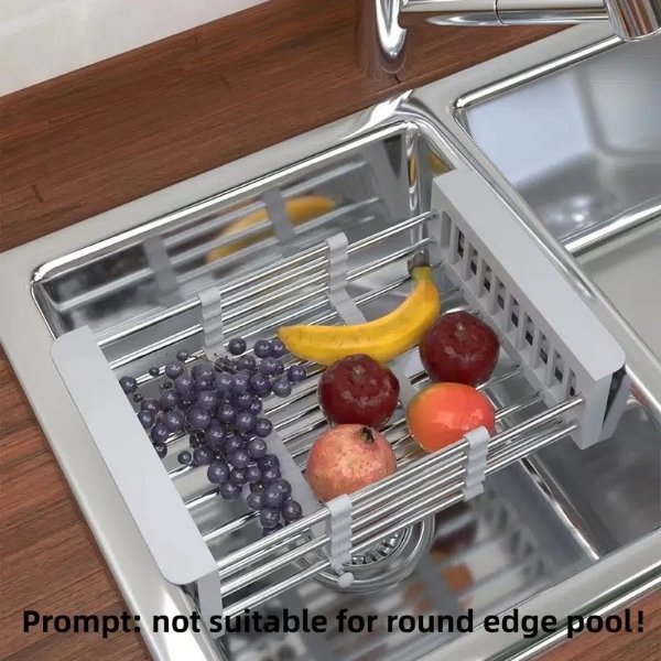 1pc Kitchen Drain Basket Retractable Stainless Steel Sink Strainer Drain - Home & Kitchen - Temu