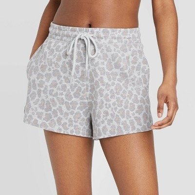 Women's Leopard Print Lounge Shorts - Colsie™ Gray