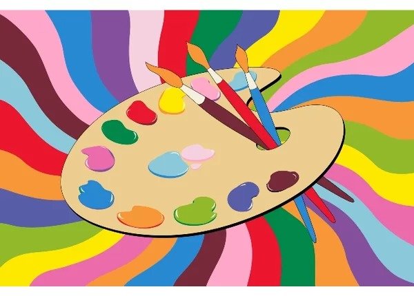 彩色画板图案趣味地毯