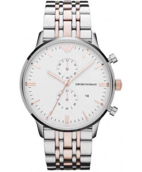 Emporio Armani Classic Unisex Watch - Silver and Rose Gold