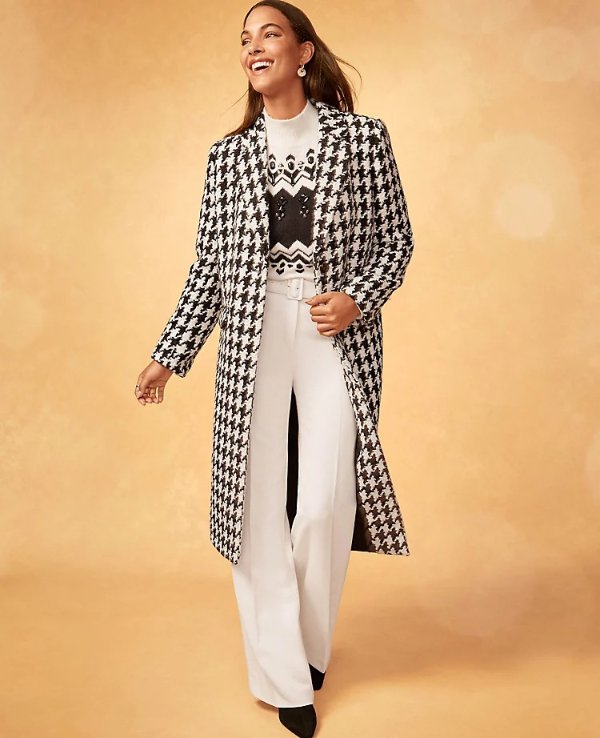 Houndstooth Chesterfield Coat | Ann Taylor
