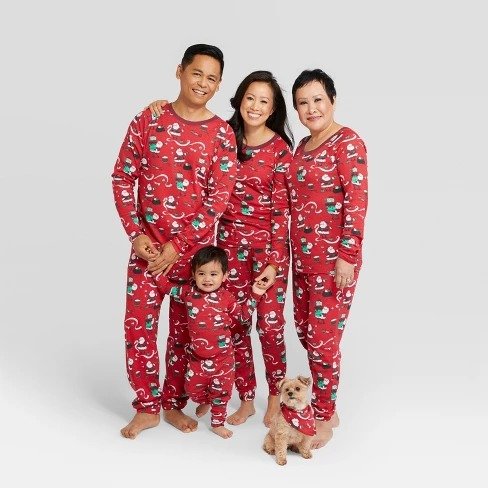 Nite Nite Munki Munki Kids Holiday Santa's List Pajama Set - Red