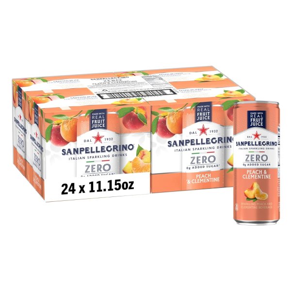 0糖桃子柑橘口味气泡饮料11.15oz 24罐