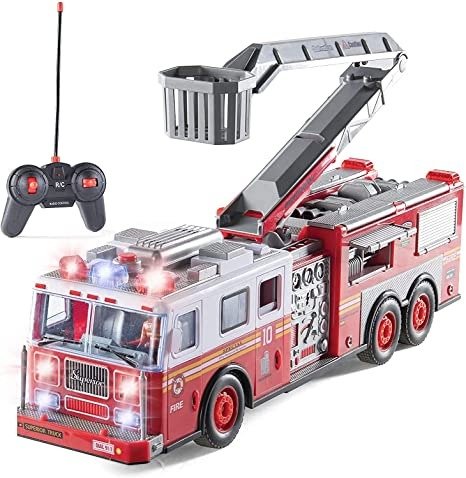 Remote Control Car Fire RC Truck - RC Toy Fire Truck with Lights and Siren Sounds, Best Toddler Firetruck Toy, Fire Engine Toys for Boys, Big Fire Truck Toys for 3 Year Old Boys