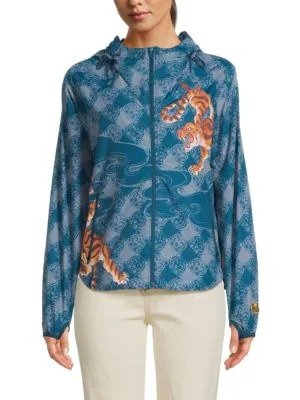 Print Hooded Windbreaker Jacket