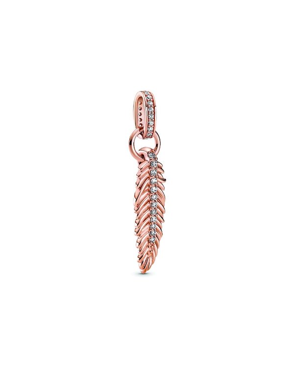 Moments 14K Rose Gold Plated CZ Feather Dangle Charm