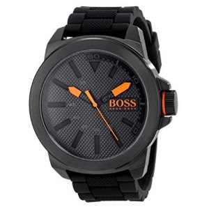 HUGO BOSS 男士50mm腕表，不锈钢表身，橡胶表带
