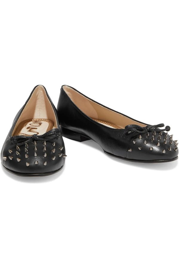 Mirna bow-embellished spiked leather ballet flats