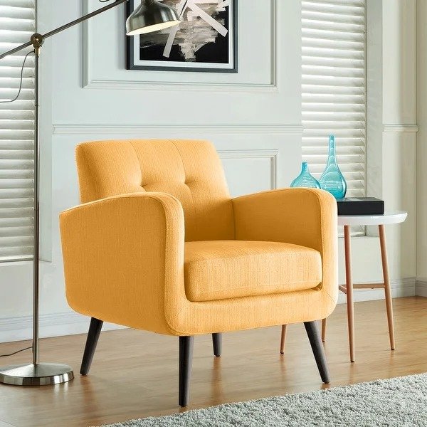 Keflavik Gold Yellow Mid-century Accent Chair