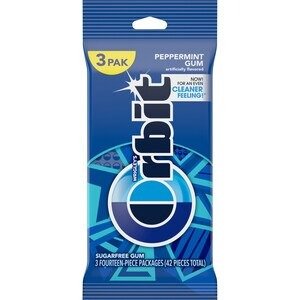 ORBIT Peppermint Sugar Free Chewing Gum, 14 Count Pack of 3