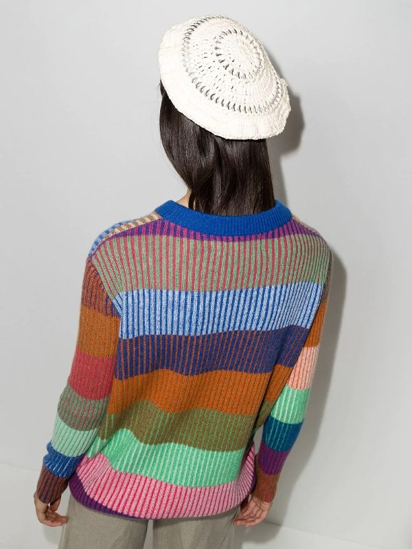 disc-embellished crochet beret
