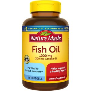 Nature MadeFish Oil 1000 mg Softgels, 90 Count for Heart Health† (Packaging May Vary)