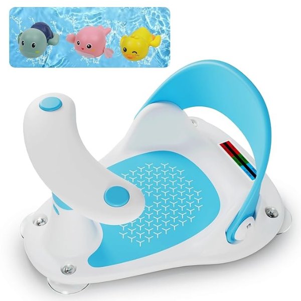 Baby Bath Seat, Infant Bath Seat for Babies 6 Months & Up, Baby Bathtub Seat with Baby Bath Thermometer/4 Strong Suction Cup Non-Slip, Compact and Foldable Toddler Bath Seat
