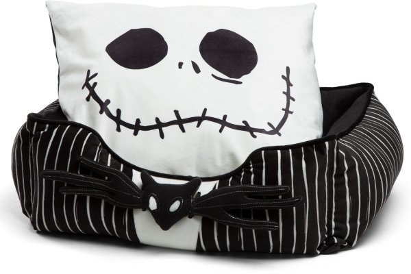 Nightmare Before Christmas Jack Stripe Corded Bolster Cat & Dog Bed - Chewy.com