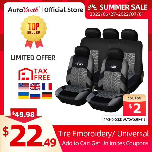 13.99US $ 44% OFF|Autoyouth Brand Embroidery Car Seat Covers Set Universal Fit Most Cars Covers With Tire Track Detail Styling Car Seat Protector - Automobiles Seat Covers - AliExpress
