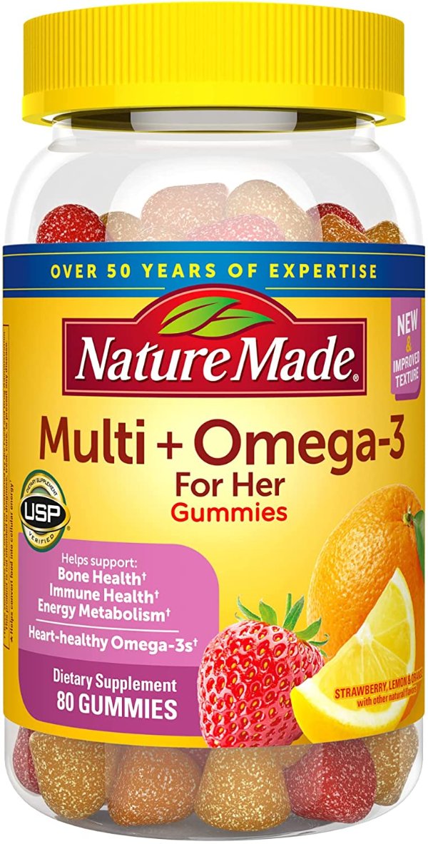 Women's Multivitamin with Omega-3, Dietary Supplement for Daily Nutritional Support, 80 Gummies