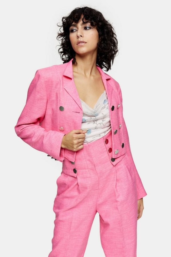 IDOL Pink Cropped Blazer