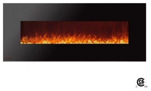 Electric Wall Mounted Fireplace Royal 60 inch with Pebbles| Ignis - Contemporary - Indoor Fireplaces - by Shop Chimney