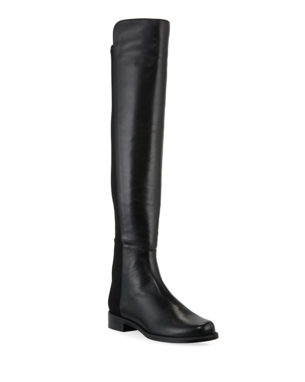50/50 Leather/Gabardine Over-the-Knee Boots